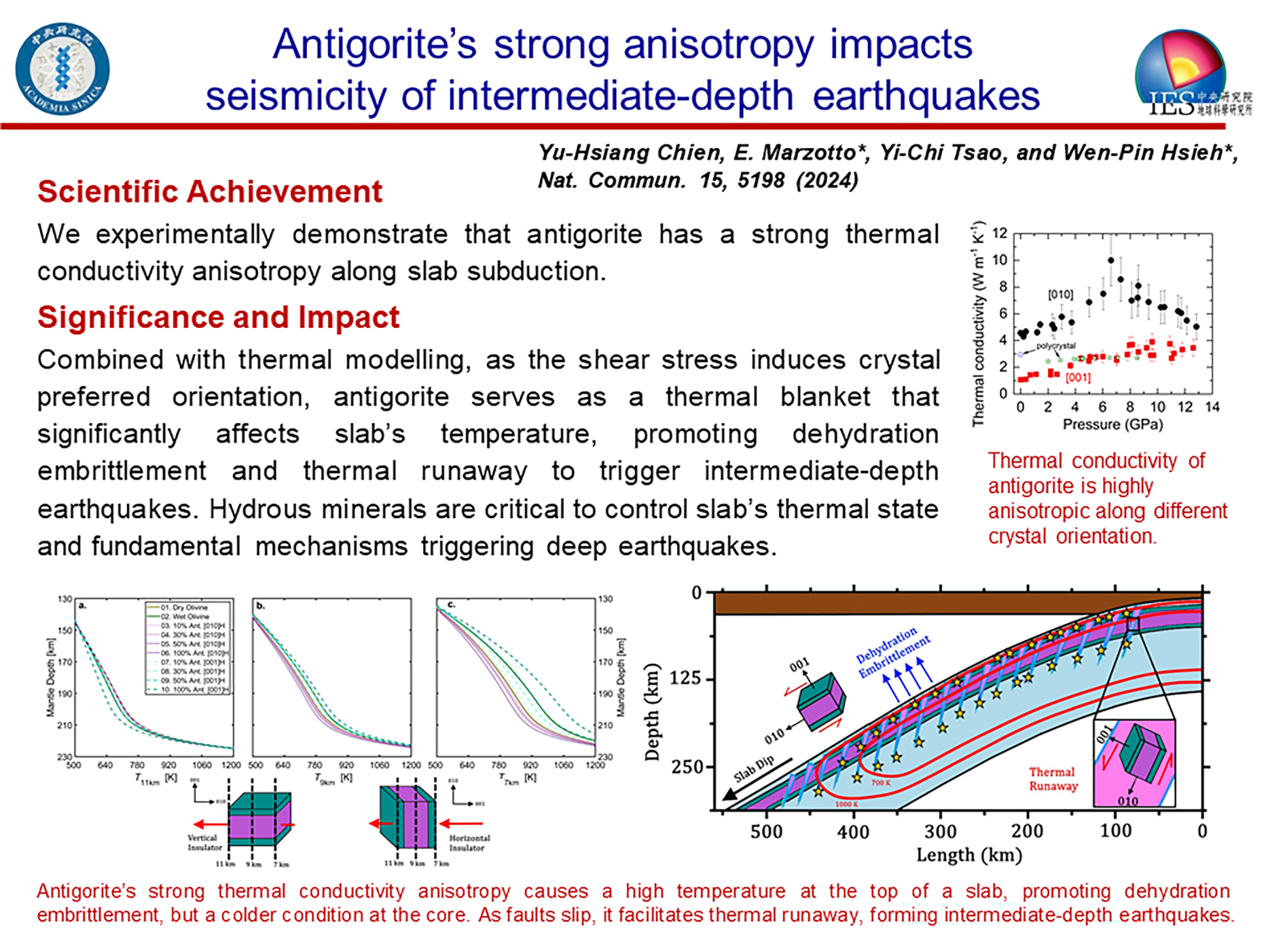 Anisotropic thermal conductivity of antigorite along slab subduction impacts seismicity of intermediate-depth earthquakes