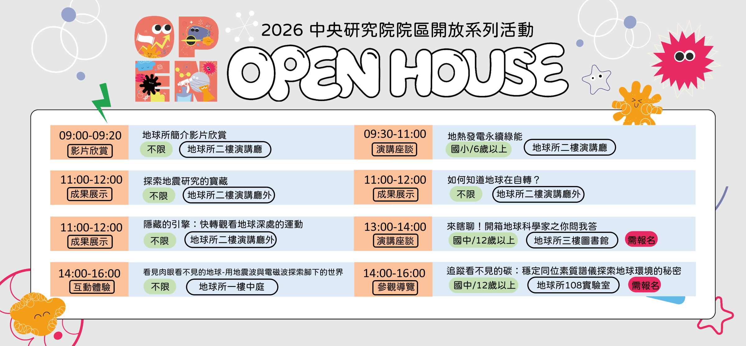 2026年10月17日中央研究院院區開放日地球所系列活動 圖片