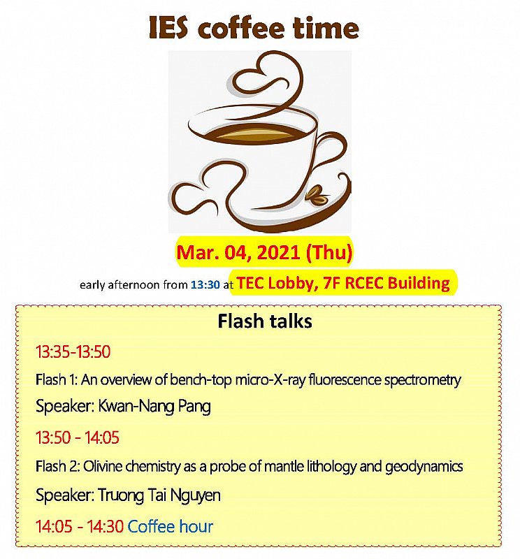 2021-3-4 Enjoy IES coffee time (Mar. 04) at TEC lobby, 7F RCEC building!