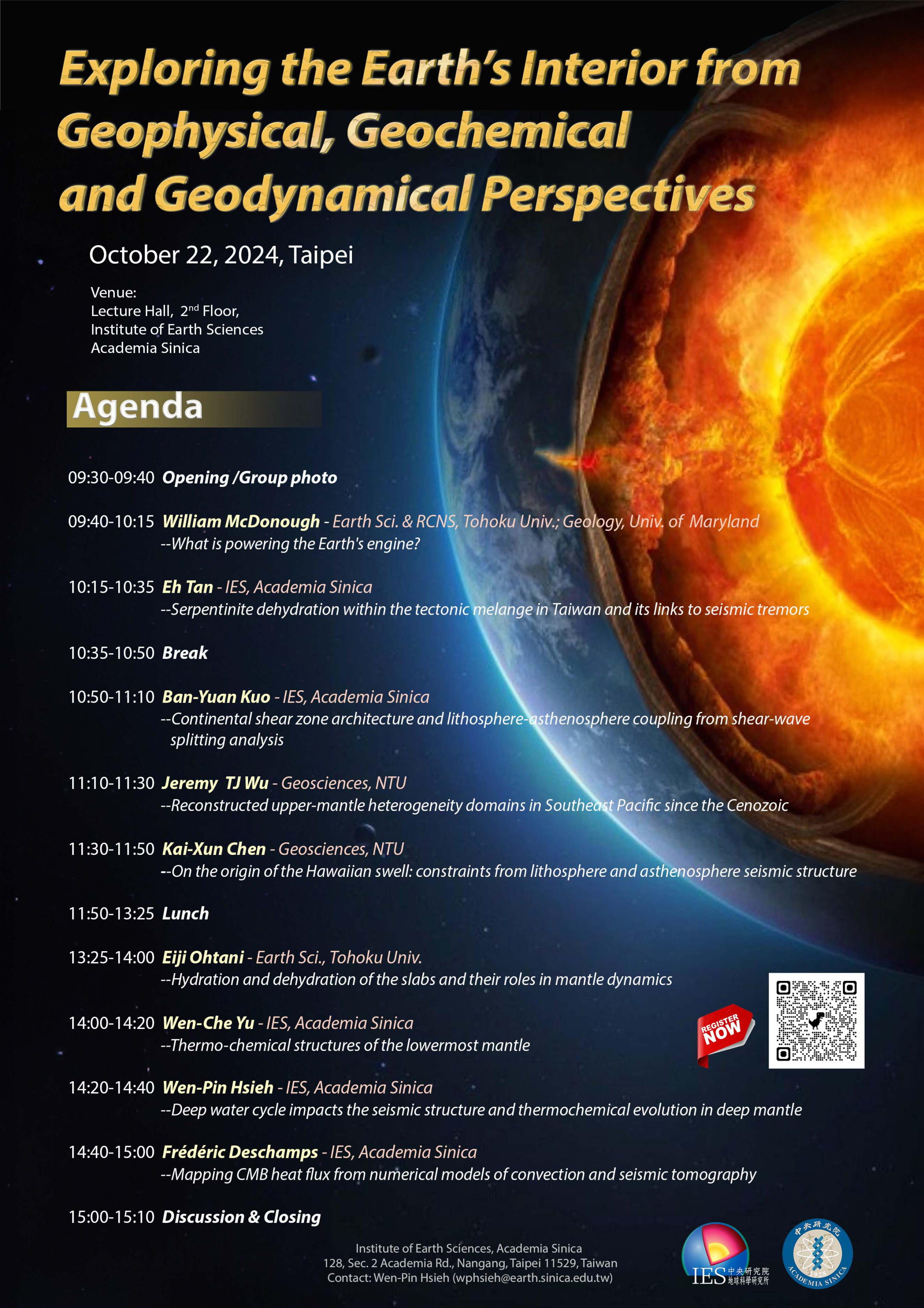 2024-10-22 Symposium on "Exploring the Earth’s Interior From Geophysical, Geochemical and Geodynamical Perspectives"