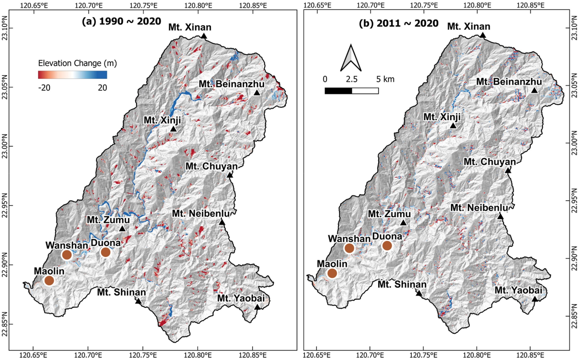 Assessing Decadal Sediment Erosion Rates: Insights from Improved DEMs of Differencing
