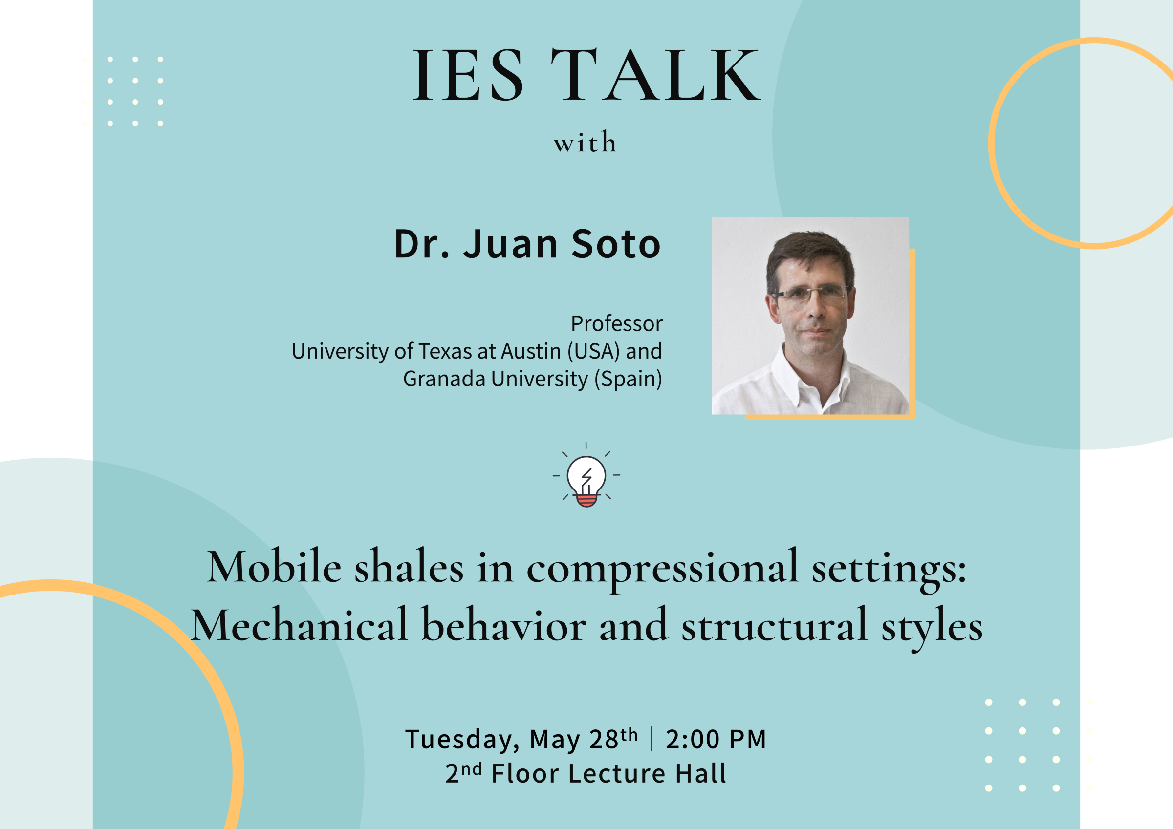 2024-05-28（週二）Dr. Juan Soto：Mobile shales in compressional settings: Mechanical behavior and structural styles