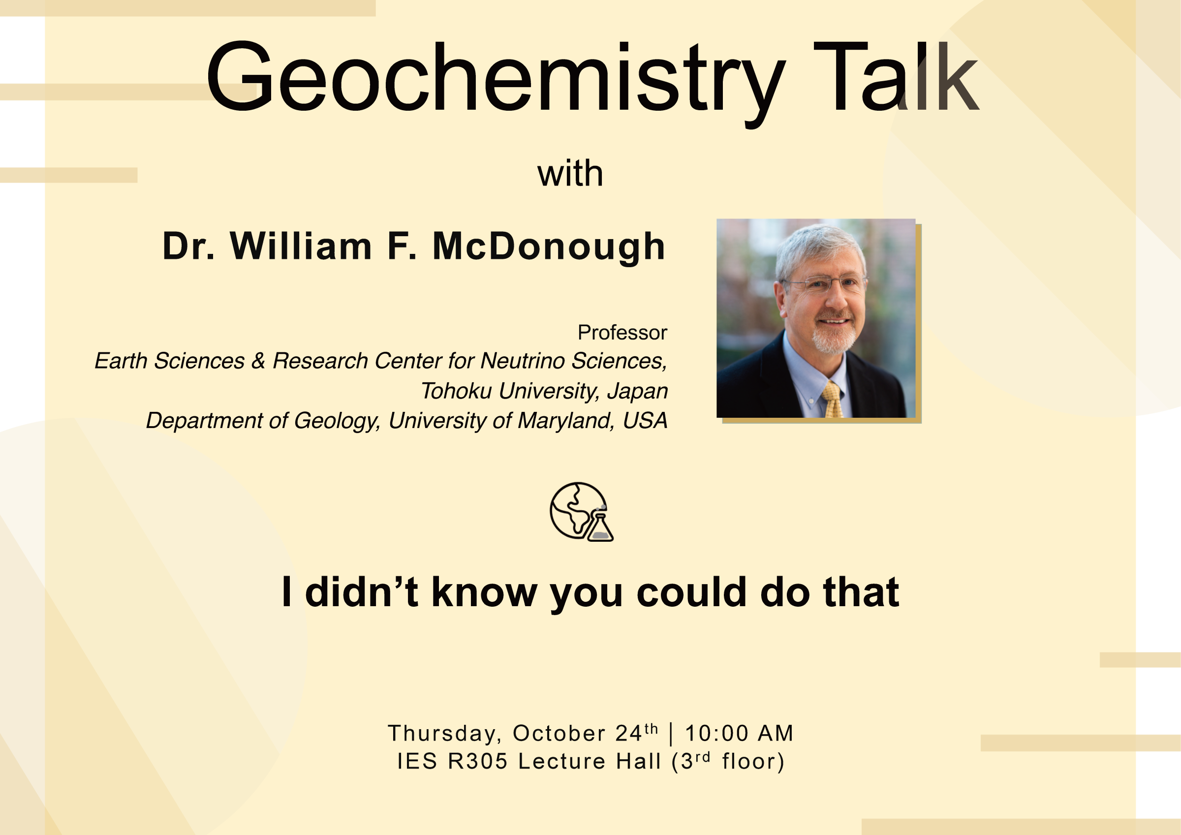 2024-10-24（Thu）Prof. William F. McDonough： I didn’t know you could do that